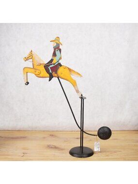 VTG Authentic Models Cowboy and Horse Pendulum Balance Toy Sculpture W/ Stand